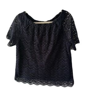 Talbots Navy Lace Blouse